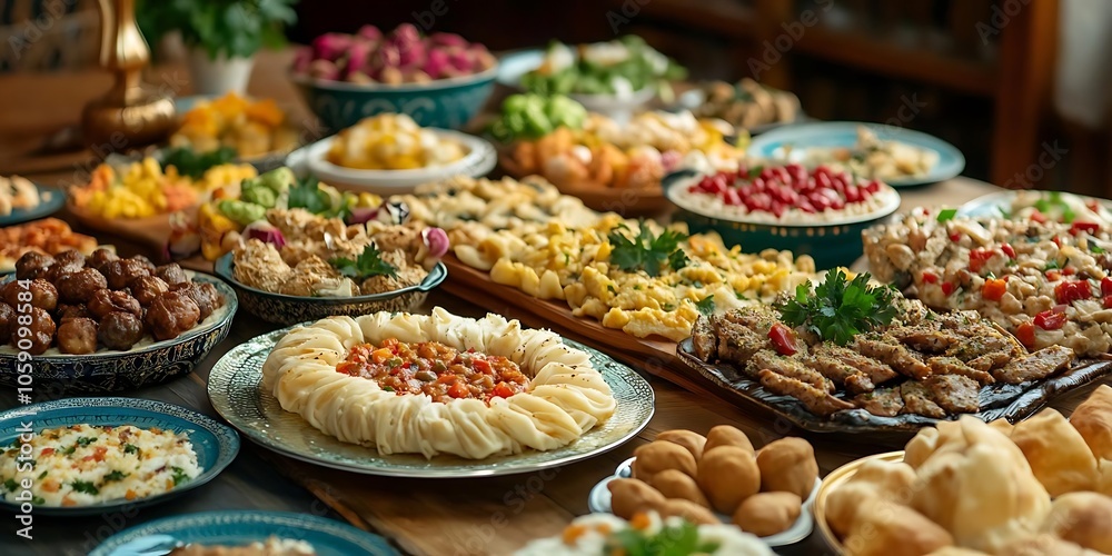 Delicious Arabic Food Spread: A Visual Feast of Flavors, Textures, and Colors - Photo Delicious Arabic Food Spread: A Visual Feast of Flavors, Textures, and Colors - Photo