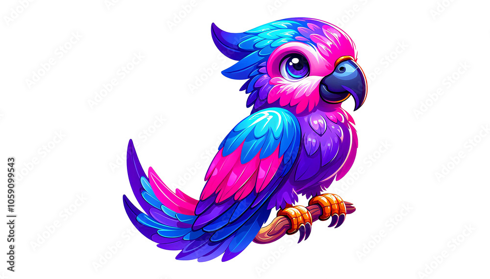 Obraz premium Retro Parrot with Neon Glow Aesthetic