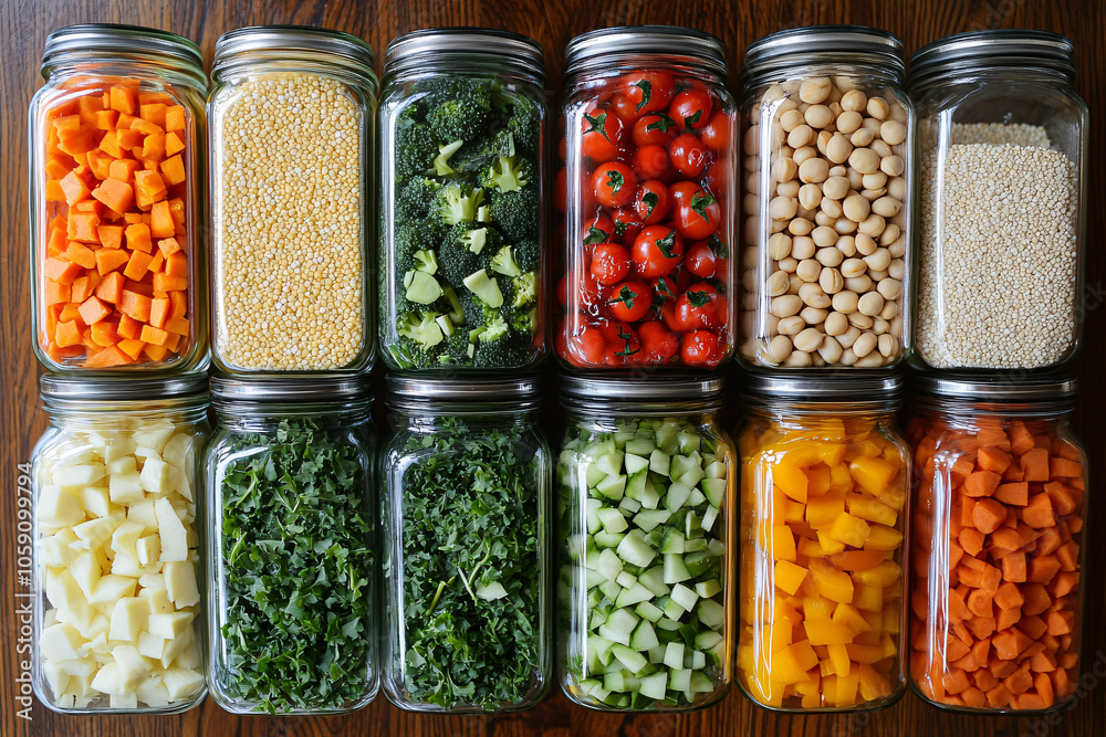 Healthy variety of vegetable and grain superfoods Healthy variety of vegetable and grain superfoods