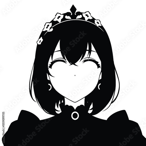 a black and white The Idolmaster Cinderella Girls silhouette Art, anastasia, face