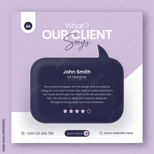 Customer feedback testimonial social media post web banner template	
