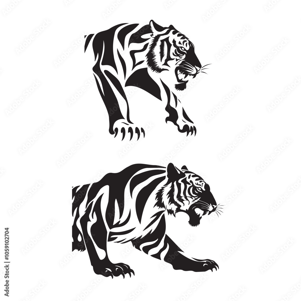 Obraz premium Tiger Vector Illustration Silhouette Collection