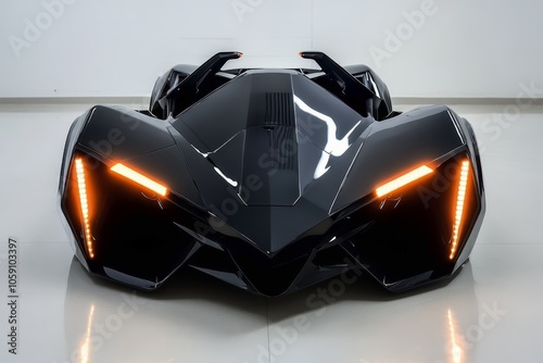 Electric hypercar with sleek aerodynamics and LED accents.