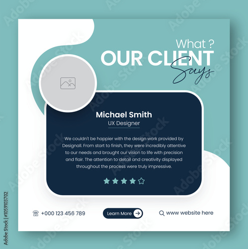 Customer feedback testimonial social media post web banner template	