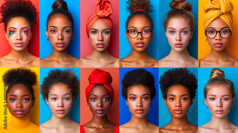 Φωτογραφία Collage of Many Pretty Faces of Young   Women