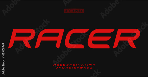 Fast racing alphabet, modern italic letters, turbocharged font for action logo, dynamic headline, competitive typography, motorsport and automotive typographic design. Vector typeset.