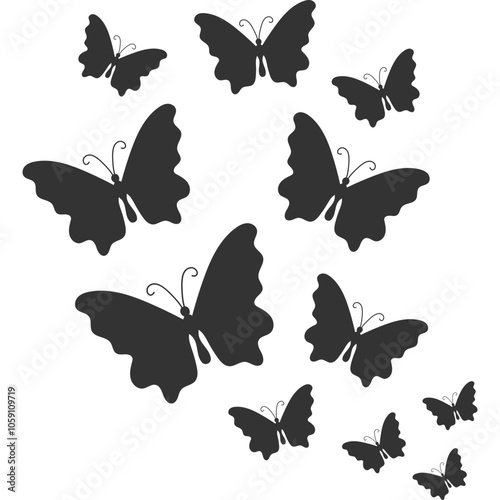 Butterfly Swarm Silhouette