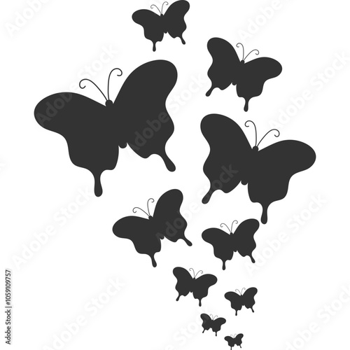 Butterfly Swarm Silhouette