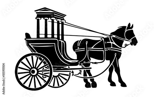 cinderella carriage silhouette and line art