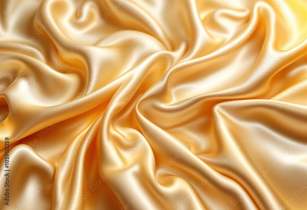 Luxurious Golden Silk Drapery with Shimmering Texture and Elegant Flowing Folds Luxurious Golden Silk Drapery with Shimmering Texture and Elegant Flowing Folds