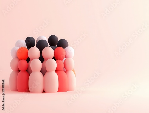 Colorful 3D People in Circle Formation.