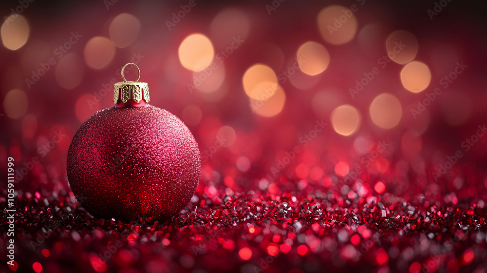 Luxurious red glittering ornaments creates warm and inviting holiday atmosphere. Perfect for seasonal decorations Luxurious red glittering ornaments creates warm and inviting holiday atmosphere. Perfect for seasonal decorations