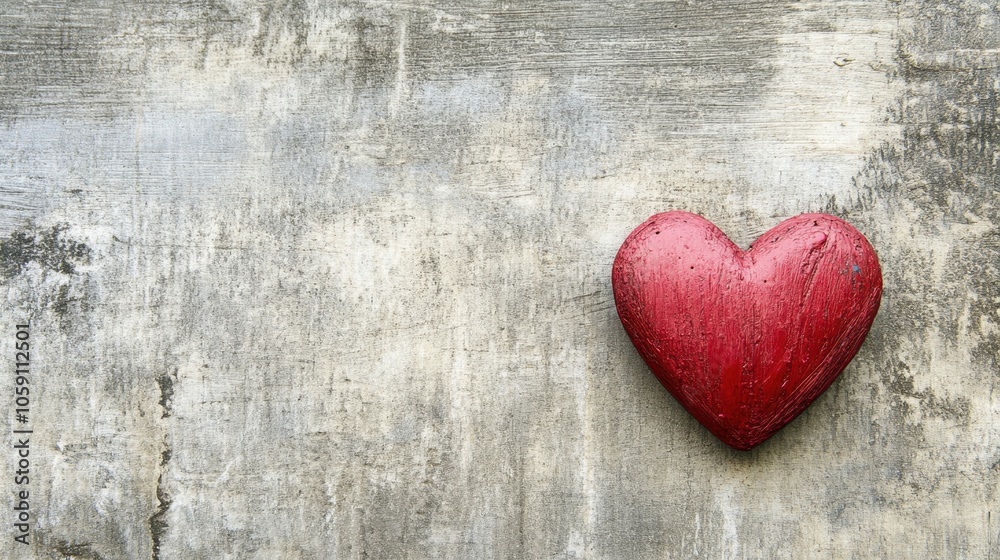Red Heart Against Textured Background Red Heart Against Textured Background