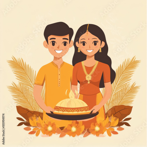 Happy Bhai Dooj Post and Greeting Card. Indian Festival Bhai Dooj Creative Poster Vector Illustration. photo