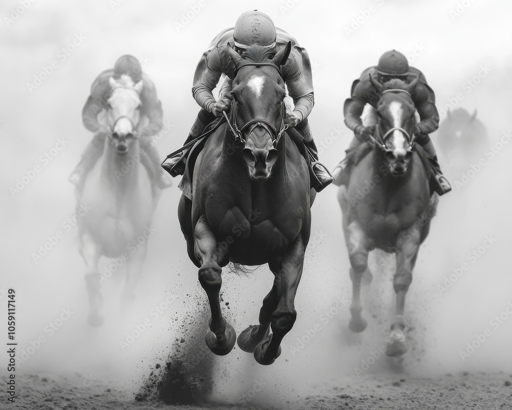 Fototapeta premium Powerful Racehorses Breaking from the Gate