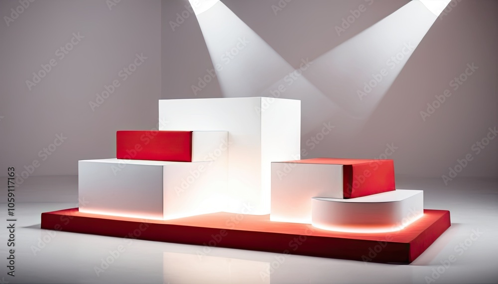 White and Red Geometric Product Display Platform White and Red Geometric Product Display Platform