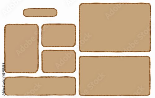 Collection of a wooden board in cartoon style. Perfect for copy space design, presentation and book design. Heading, Sub heading, and Body text. Vector image. editable image.