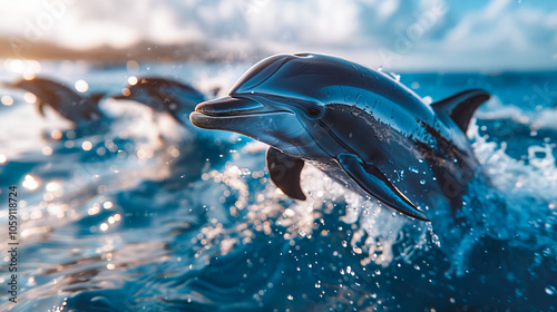 Dolphin Jumps Amidst Aquatic Life