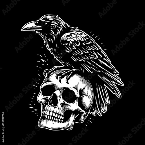 skull raven vector photo