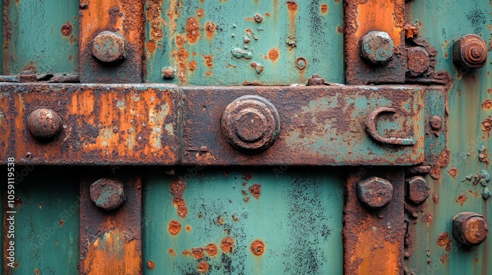 A close-up of weathered metal with rust and green oxidation, intricate decay textures captured in soft natural light, oxidized metal, industrial aesthetic A close-up of weathered metal with rust and green oxidation, intricate decay textures captured in soft natural light, oxidized metal, industrial aesthetic