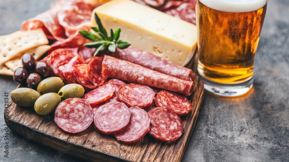 Rustic Wooden Charcuterie Board with Assorted Delights Rustic Wooden Charcuterie Board with Assorted Delights