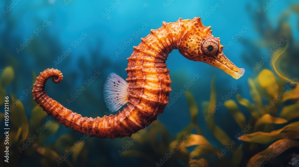 Seahorse Gliding Through Serene Underwater Landscape Seahorse Gliding Through Serene Underwater Landscape