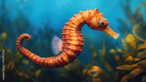 Seahorse Gliding Through Serene Underwater Landscape