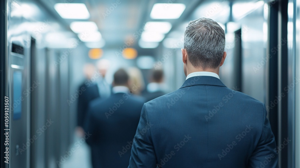Morning Rush Hour in a Crowded Elevator - Business Professionals in Professional Attire Navigating Mixed Emotions on Their Way to Important Meetings
