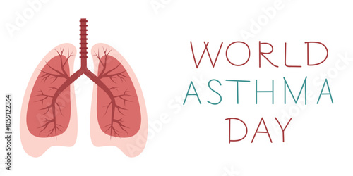 World Asthma Day. Vector poster with healthy lungs.