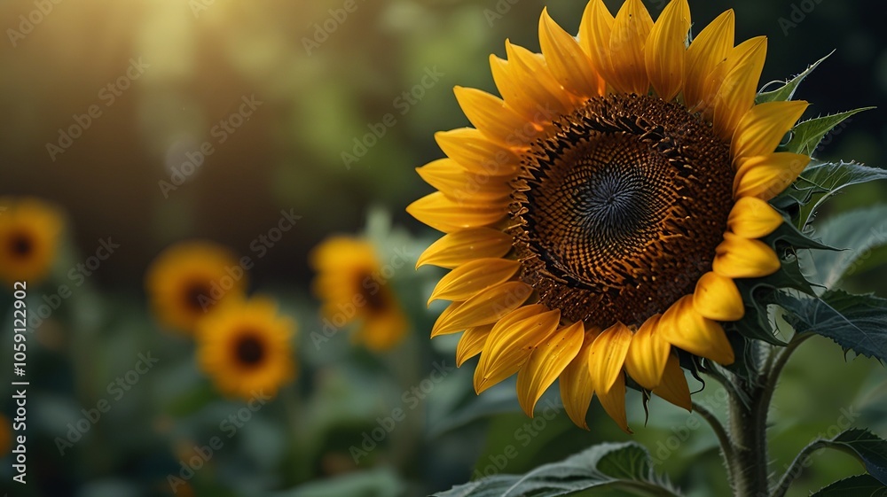 Fototapeta premium Bright Sunflower in Vibrant Nature Setting