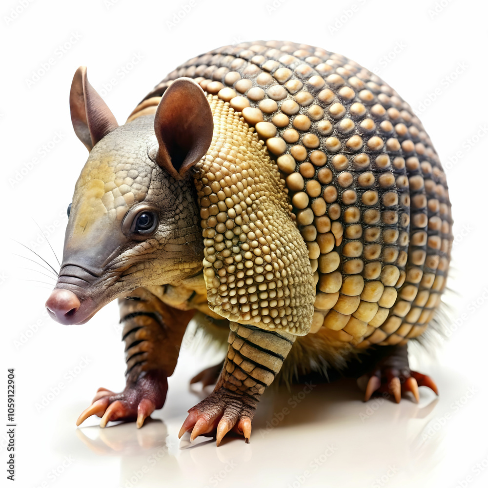 Nine-banded armadillo isolated on clean white background Nine-banded armadillo isolated on clean white background