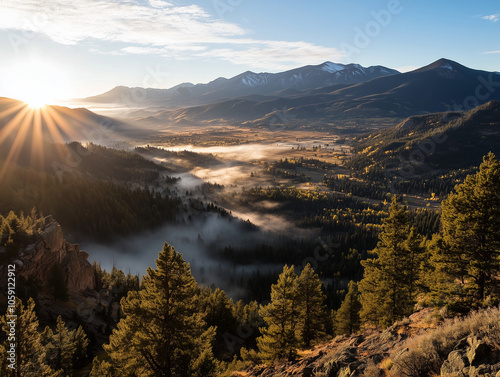 moutains with fog