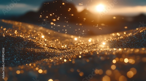 Sparkling Golden Sand at Sunset Soft Pastel Background for Graphic Design Templates
