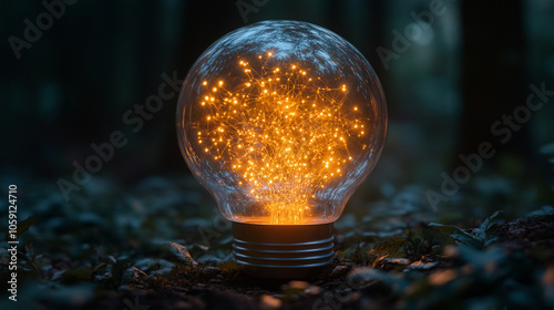 glowing lightbulb against a clean backdrop, symbolizing new ideas and innovation. The bright light signifies creativity and inspiration in the business world photo