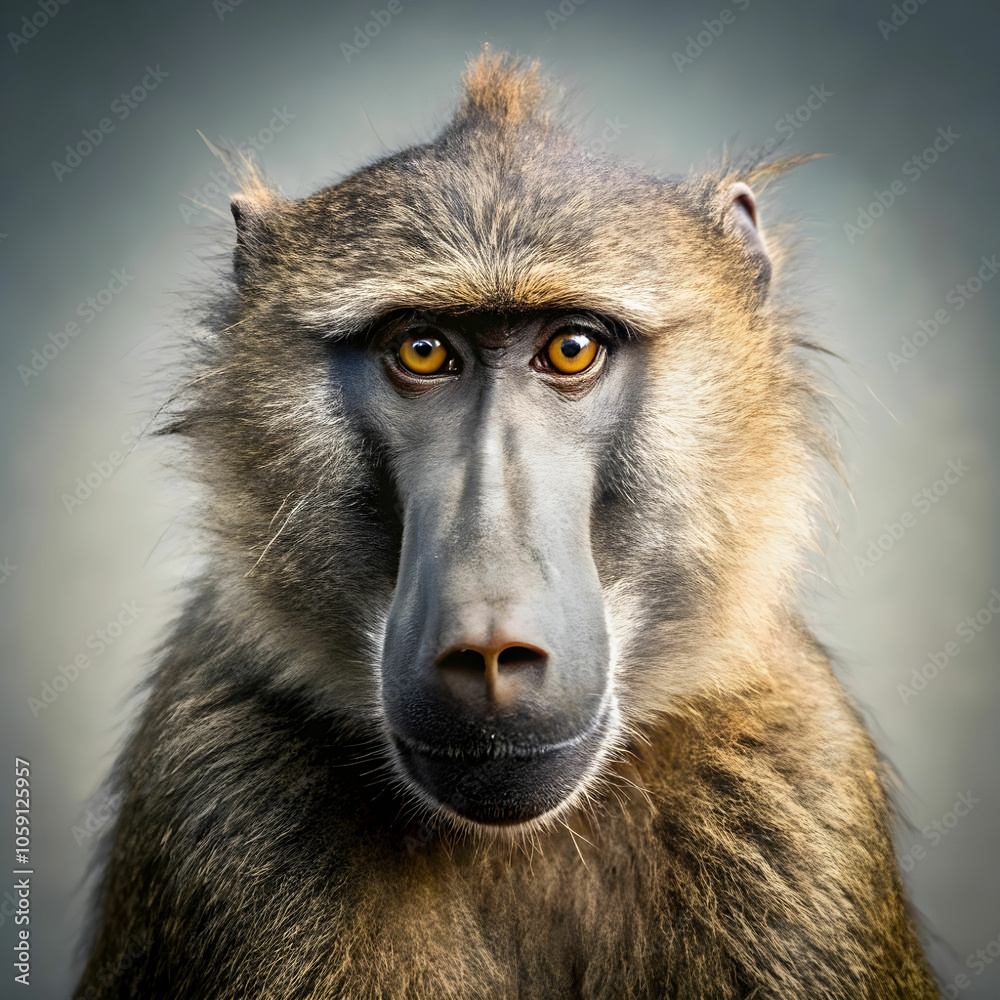 Obraz premium Portrait of baboon isolated on transparent background