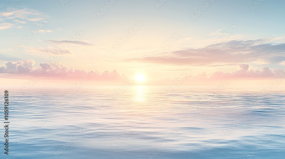 Sunrise over the Sea Minimalist White Background with Space for Text Sunrise over the Sea Minimalist White Background with Space for Text