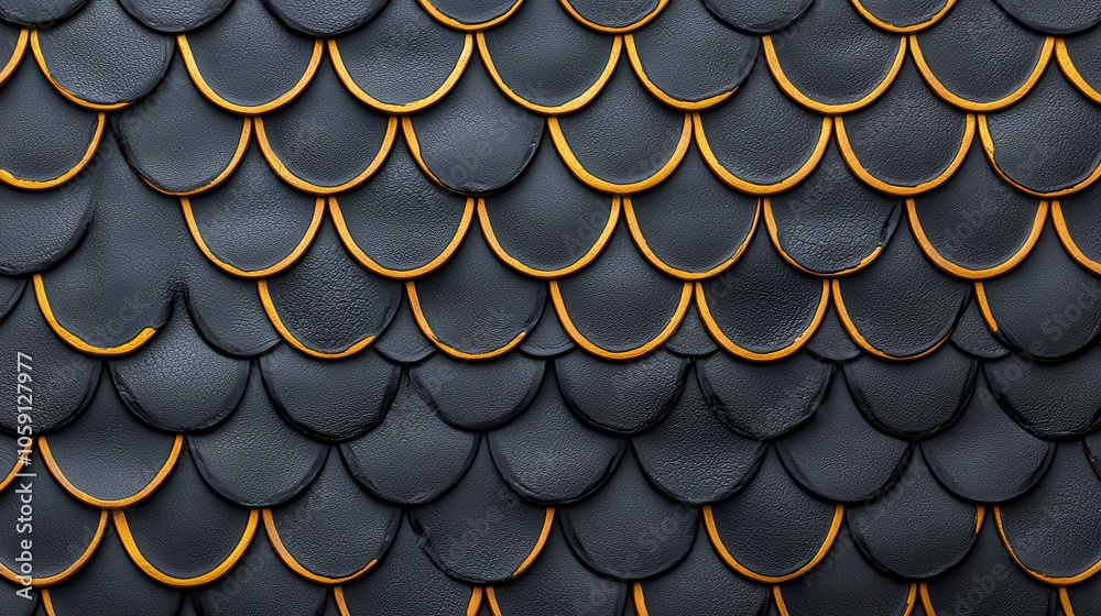 Fototapeta premium Close-up of textured black and orange scales, creating a striking pattern and unique visual appeal.
