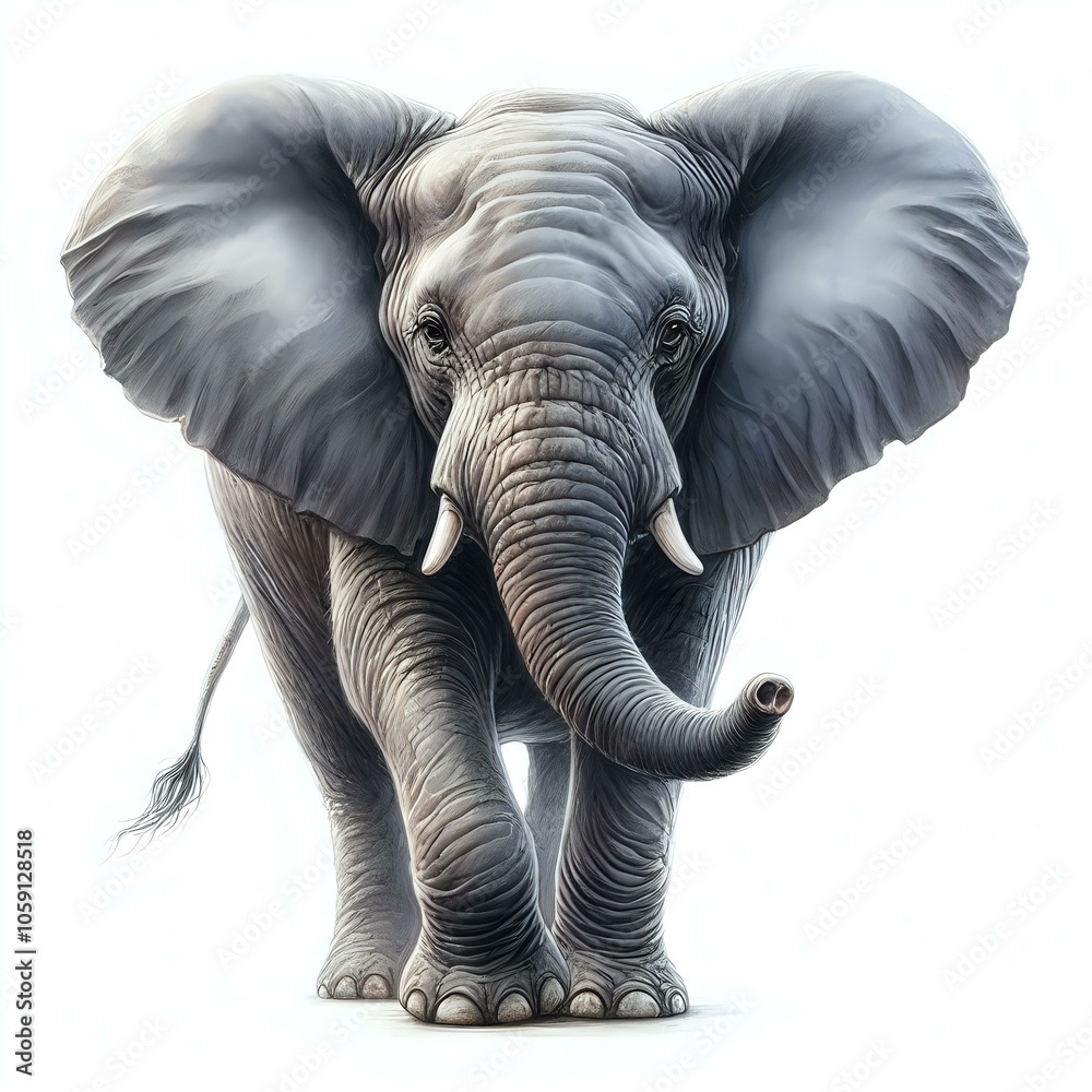 Obraz premium Majestic Elephant in Detailed Illustration