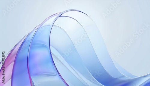 Flowing gradient transparent multilayer glass background, 3d rendering. photo