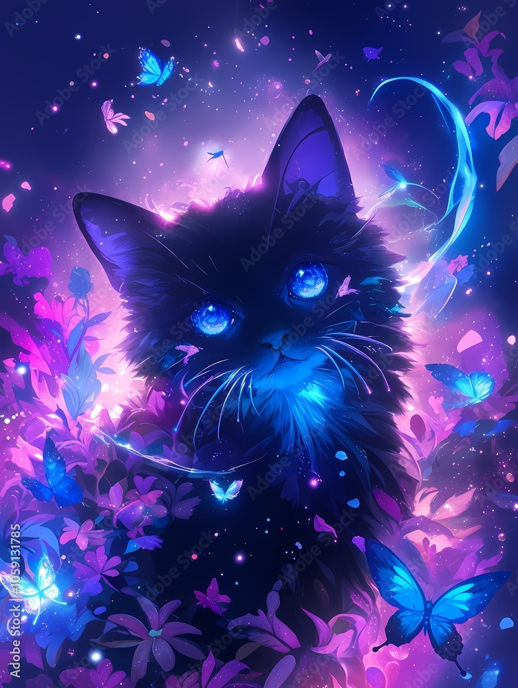 Black Cat and Butterfly Black Cat and Butterfly