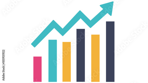 Business growth graph with an upward arrow illustrating financial success and market progress