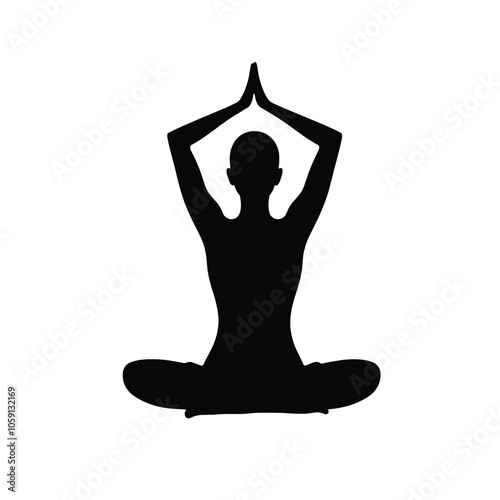 a black silhouette of a person in a yoga pose