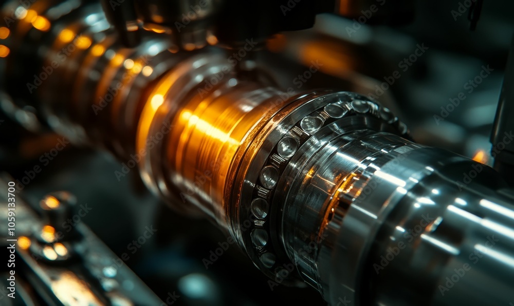 Close-up of a shiny metal bearing.