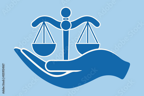 Hand holding Scales justice clip art icon.