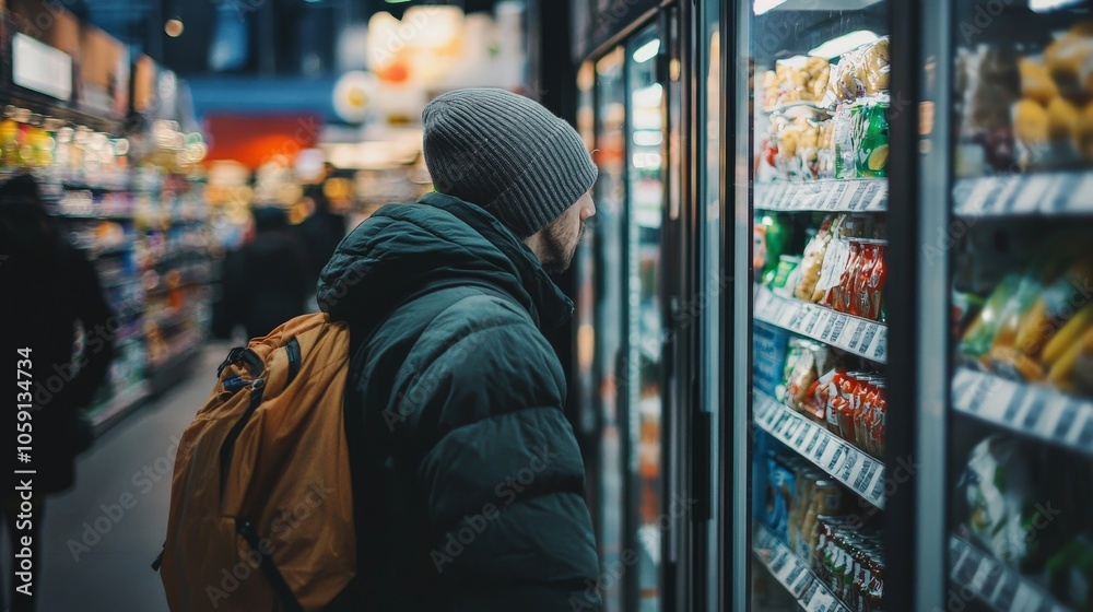 A person stealing food from a grocery store, representing the desperation caused by poverty