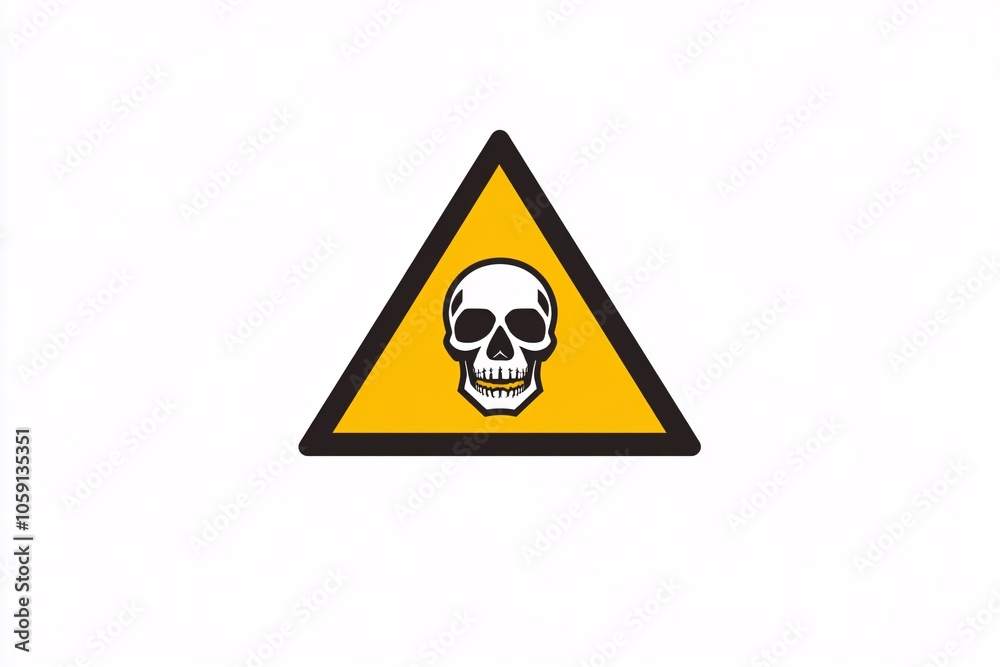 Fototapeta premium Warning sign indicating hazardous materials with a skull symbol, designed for safety in workplaces and public areas