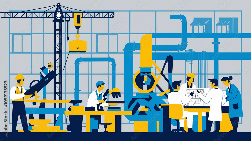 Fototapeta premium vector-based illustration of industrial activities