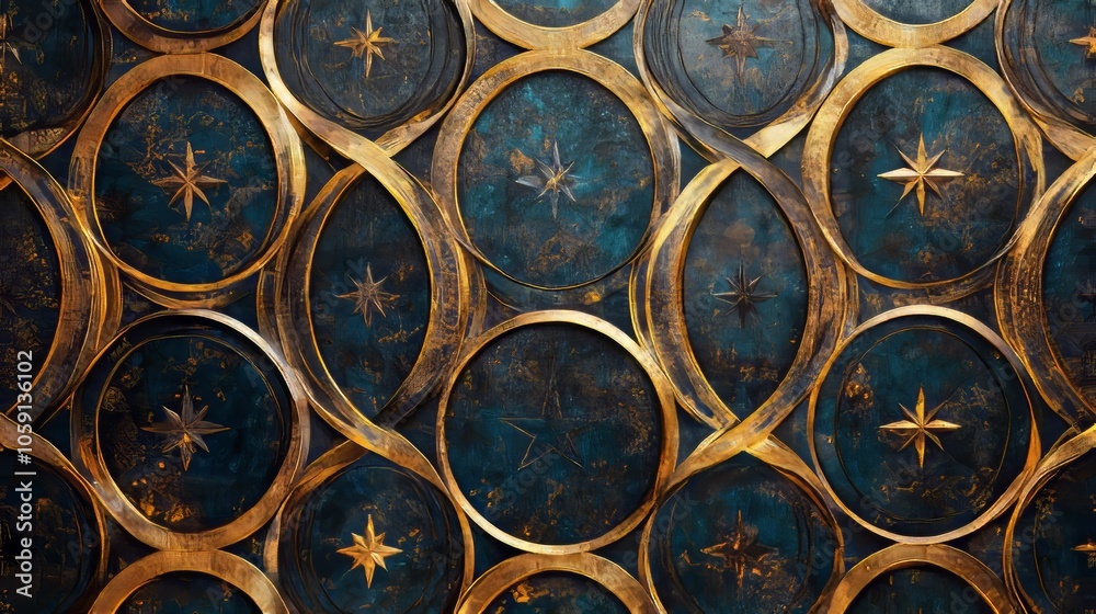 Interwoven Circles and Stars Pattern Design Interwoven Circles and Stars Pattern Design