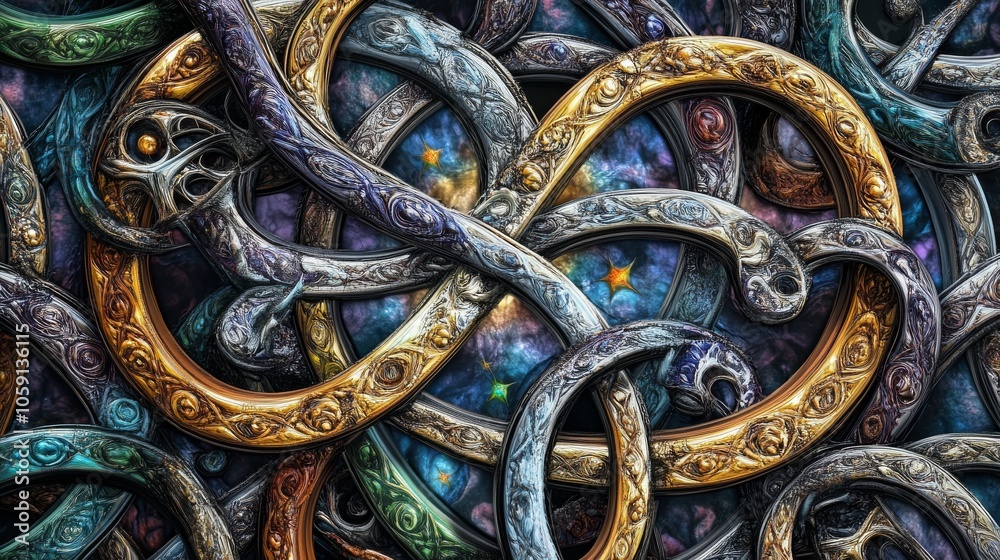 Interwoven Circles and Stars Pattern Design Interwoven Circles and Stars Pattern Design