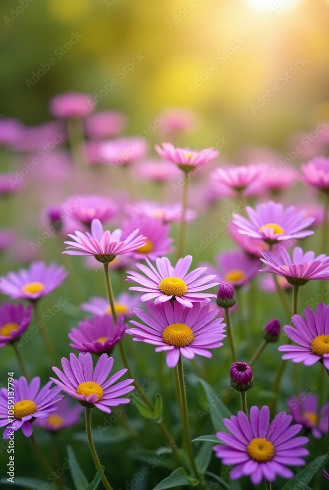 A vibrant garden filled with blooming cosmos flowers in shades of pink and purple, showcasing the beauty of nature in summer and spring A vibrant garden filled with blooming cosmos flowers in shades of pink and purple, showcasing the beauty of nature in summer and spring
